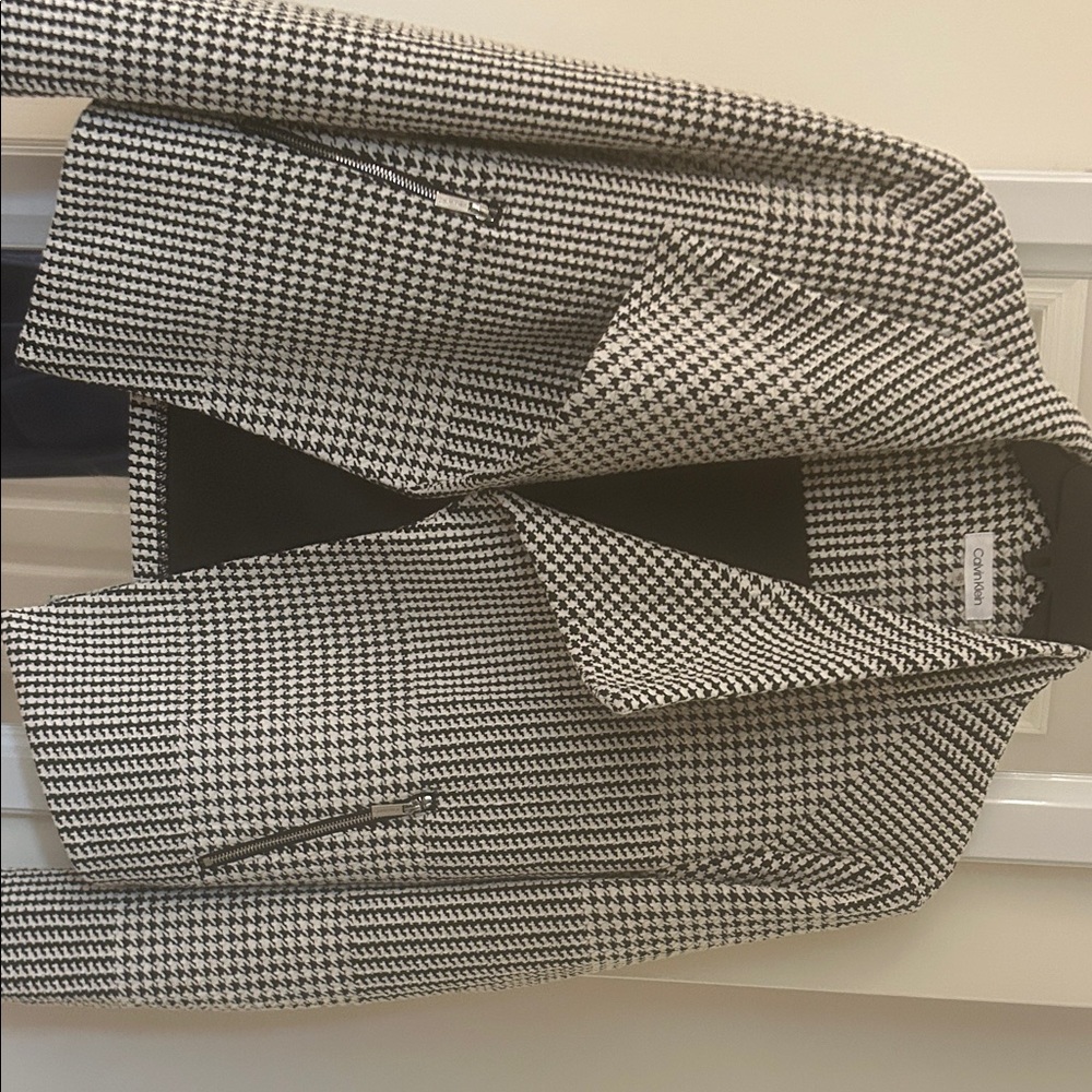 Calvin Klein Black and White Houndstooth Blazer